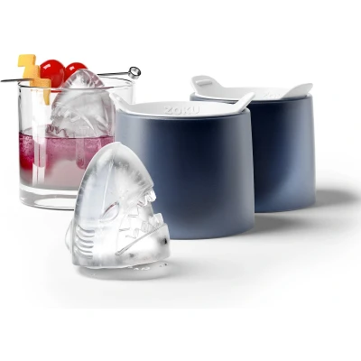 Afbeelding van IJsblokjes Vorm, Haai, Set van 2 Stuks, Polypropyleen/Siliconen, BPA vrij, Blauw Zoku