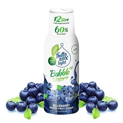 Afbeelding van FruttaMax Low Carb Fitnesssiroop, suikervrij, met stevia, 50 60% fruitgehalte 500 ml, bosbes Light