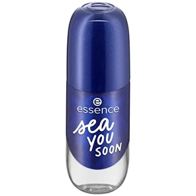 Afbeelding van essence Cosmetics Gel nagellak nr. 22 sea you soon, blauw, duurzaam, intense kleur, glad, glanzend, glinsterend, acetonvrij, veganistisch, zonder microplasticdeeltjes (8 ml)
