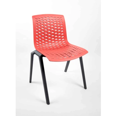 Afbeelding van Kantinestoel Flex Frame Antraciet Zitting Rood
