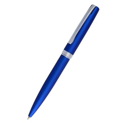 Afbeelding van Online Eleganza metalen vulpen, kleur satijnblauw, verwisselbare grote vulling, clip, schrijfkleur zwart, balpen inclusief. Geschenkverpakking,