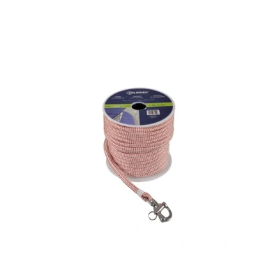 Afbeelding van Vallijn met snapshackle wit/rood 8mm 30m