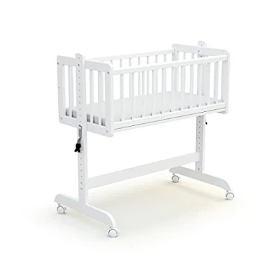 Afbeelding van AT4 Cododo wieg ESSENTIEL wit 5 in 1 massief hout babybed met matras hoogte verstelbaar 80 x 40 cm transformeerbaar en schaalbaar junior bureau, speelgoedkist bank