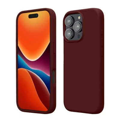 Afbeelding van kwmobile telefoonhoesje geschikt voor Apple iPhone 16 Pro Hoesje met siliconen coating Smartphone case in bordeaux violet