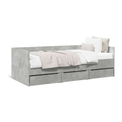 Afbeelding van vidaXL Slaapbank met lades 75x190 cm bewerkt hout betongrijs