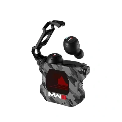 Afbeelding van Call of Duty TWS earbuds metalen oplaadcase met led lights touch control IPX4 microfoon (grey camo)