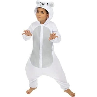 Afbeelding van FUNIDELIA Ijsbeer Onesie voor kinderen Kostuum Maat: 97 104 cm