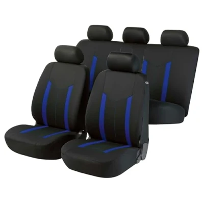 Afbeelding van Walser Auto stoelbeschermer Hastings, Autostoelhoes, set, 2 voor voorstoel, 1 achterbank zwart/blauw