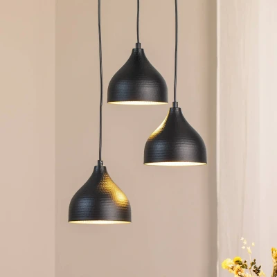 Afbeelding van Hanglamp Tattoo 6201 3 lichts rondel zwart/goud