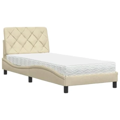 Afbeelding van vidaXL Bed met matras stof crèmekleurig 80x200 cm