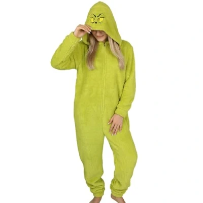 Afbeelding van Grinch Fleece Eendelige Pyjama, Dames Onesie met Capuchon