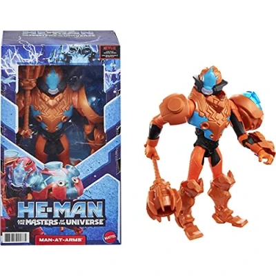 Afbeelding van 21,6 cm grote beweegbare figuur met HE MAN massaaccessoire en de Masters of the Universe