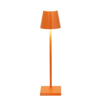 Afbeelding van Zafferano Poldina Micro, oplaadbare en draadloze tafellamp met touch bediening, geschikt voor woonkamer buiten, dimmer 2200 3000 K, hoogte 27,5 cm, kleur: oranje