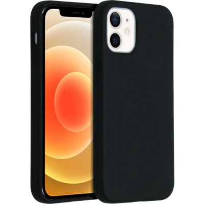 Afbeelding van Accezz Hoesje Geschikt voor iPhone 12 Mini Siliconen Liquid Silicone Backcover Zwart