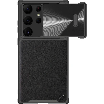 Afbeelding van Nillkin Leather CamShield S Hoesje met Camera Slider Zwart Geschikt voor Samsung Galaxy S23 Ultra