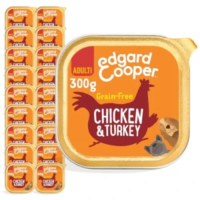 Afbeelding van 18x Edgard &amp; Cooper Kuipje Vers Vlees Hondenvoer Kip Kalkoen 300 gr