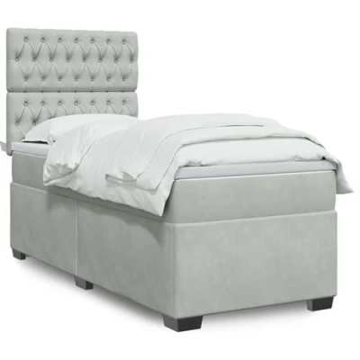 Image de vidaXL Sommier à lattes de lit et matelas Gris clair 100x200cm Velours
