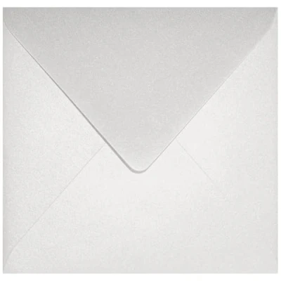 Afbeelding van Netuno 100 witte vierkante enveloppen, 153 x mm, aster metallic wit, puntige flap, parelmoer glanzend, metallic, voor uitnodigingen, verjaardagen, bruiloften, kerstkaarten