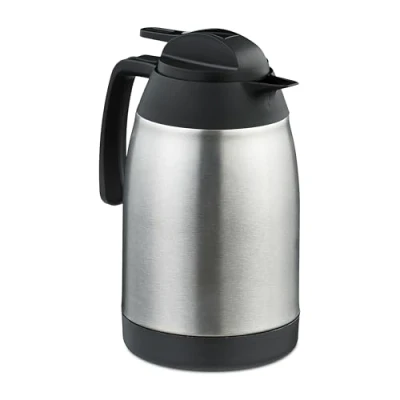 Afbeelding van Relaxdays thermoskan 1,5 liter koffiekan met drukknop kunststof &amp; rvs dubbelwandig