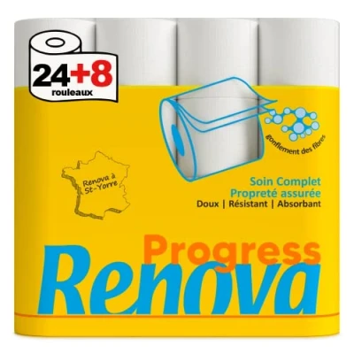 Image de Renova Papier Toilette Progress 2 plis blanc 24+8