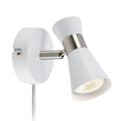 Afbeelding van Wandlamp folie, draaibare spot wit/staal