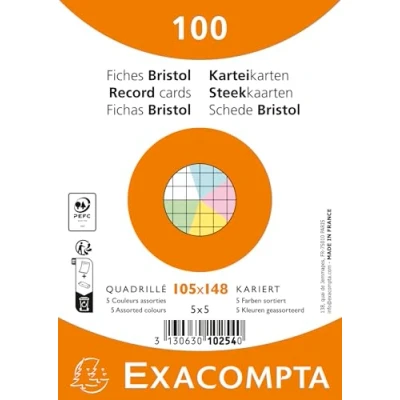 Afbeelding van Exacompta 10254E 20x 100 F.Bristol Ass. 5x5 105/148 s/fi