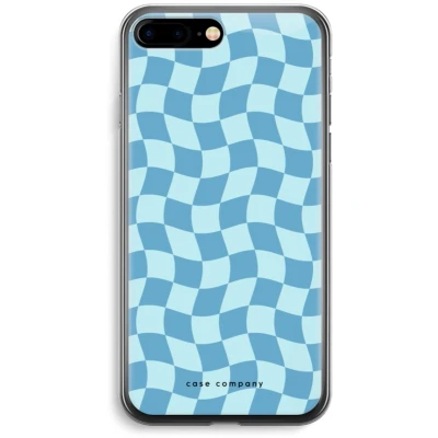 Afbeelding van Case Company® hoesje geschikt voor iPhone 7 PLUS Grid Blauw Soft Cover Telefoonhoesje Bescherming aan alle Kanten en Schermrand