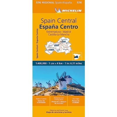 Afbeelding van Spain Central, Extremadura, Castilla La Mancha, Madrid Michelin Regional Map 576