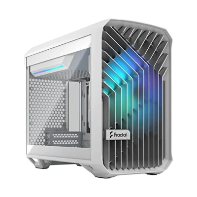 Image de Fractal Design Torrent Nano Tour Mini DTX panneau latéral fenêtré (verre trempé) pas d&#039;alimentation (ATX) blanc RVB teinte claire USB/Audio