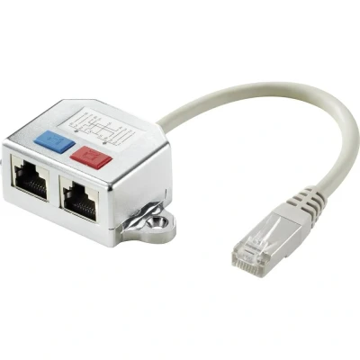 Afbeelding van Renkforce RJ45 Netwerk T adapter CAT 6 [2x bus 1x stekker] 15.00 cm Metaal