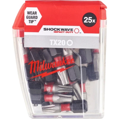 Afbeelding van Milwaukee ShockwaveTORX BITS 25mm TX20 (25 Stuks)