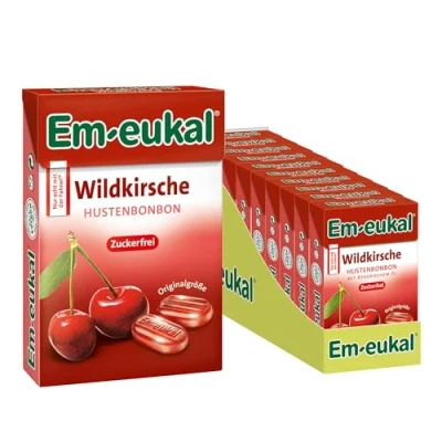 Afbeelding van Em eukal Mini hoestsnoepjes, wilde kers, suikervrij, 10 x 50 g