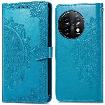 Afbeelding van iMoshion Hoesje Geschikt voor OnePlus 11 Met Pasjeshouder Mandala Bookcase Turquoise