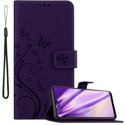 Afbeelding van Cadorabo Hoesje geschikt voor Samsung Galaxy A31 in BLOEMEN DONKER PAARS Beschermhoes bloemmotief met magnetische sluiting, standfunctie en kaartsleuven Book Case Cover Etui