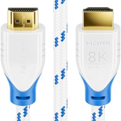 Afbeelding van deleyCON 1m 8K HDMI 2.1 Kabel 48G Nylon 8K@60Hz / 4K@120Hz 1080P@240Hz 7680x4320p Dolby DTS HDR eARC CEC UHD 2 Ethernet Wit