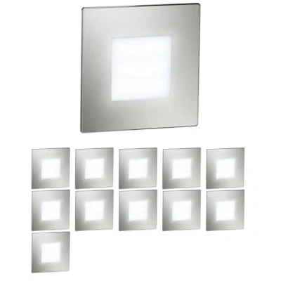 Afbeelding van ledscom.de LED trapverlichting FEX, vierkant, 8,5x8,5cm, 230V, koud wit, 12 stuks