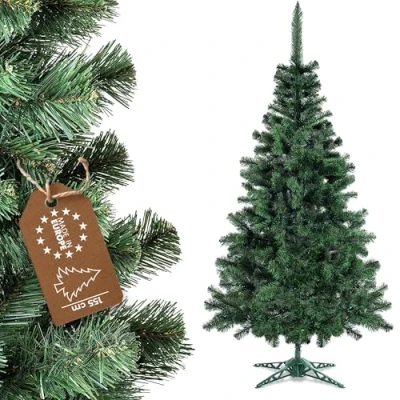 Afbeelding van KADAX Alpentanne, kerstboom, kunstkerstboom van pvc, dennenboom met standaard, kerstversiering, kunstboom (kerstboom 155 cm V2)
