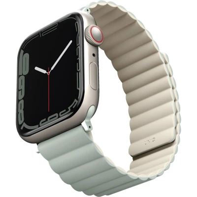 Afbeelding van Uniq Revix dubbelzijdig bandje voor de Apple Watch 1 / 2 3 4 5 6 7 8 9 SE 38 40 41 mm Sage/Beige