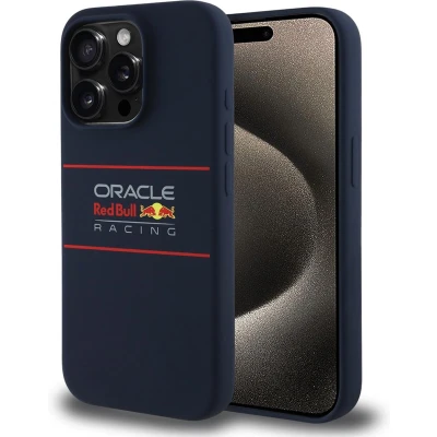 Afbeelding van Red Bull Racing Silicone Oversize Horizontal Logo Back Cover hoesje met MagSafe voor Apple iPhone 15 Pro Donkerblauw