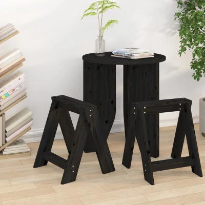 Afbeelding van Krukken 2 st 40x40x45 cm massief grenenhout zwart