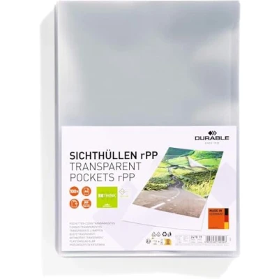Afbeelding van Durable 247819 100 stuks A4 transparante hoezen van gerecycled polypropyleen