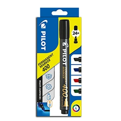Afbeelding van Pilot Permanent Markers 400 Zwart, Rood, Blauw, Groen set 4 stuks