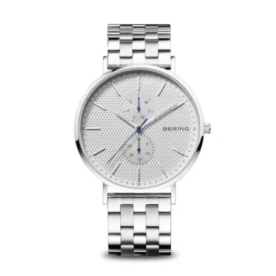 Afbeelding van BERING Heren analoog kwarts klassieke collectie horloge met armband van roestvrij staal en saffierglas 14240, Grijs/Zilver