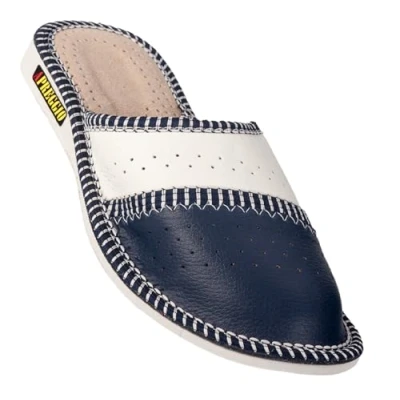 Afbeelding van APREGGIO Slippers voor dames, leer, rubberen zool met gesloten teengedeelte, comfortabel, zacht, 100% natuurlijk product, handgemaakt, Rood