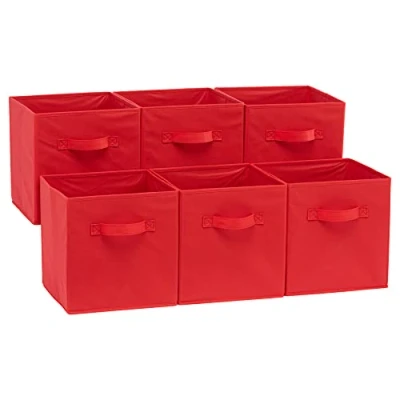 Afbeelding van Amazon Basics Opvouwbare opbergkubus (6 stuks), rood