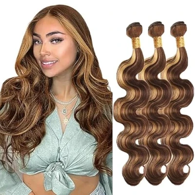 Afbeelding van Tuheers Long Hair Bundels Blonde P427 Highlight Human voor Vrouwen Body Wave Extensions 3 Real Double Weft 34 Inches Virgin