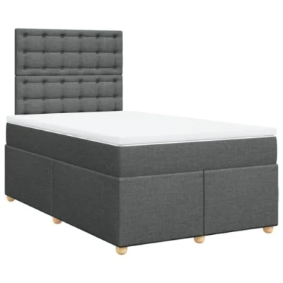 Afbeelding van vidaXL Boxspring met matras stof donkergrijs 120x200 cm