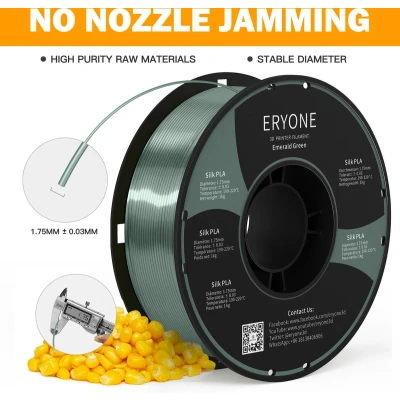 Afbeelding van Eryone Emerald Green PLA Filament 1.75mm 1kg Voor 3D Printer en Pen Groen