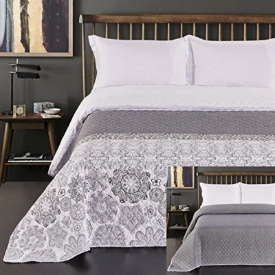 Afbeelding van DecoKing 77191 Sprei, dubbelzijdig, polyester, grijs/wit, 170 x 210 1 cm, 240 260 cm
