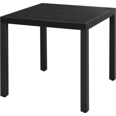 Afbeelding van Tuintafel 80x80x74 cm aluminium en HKC zwart
